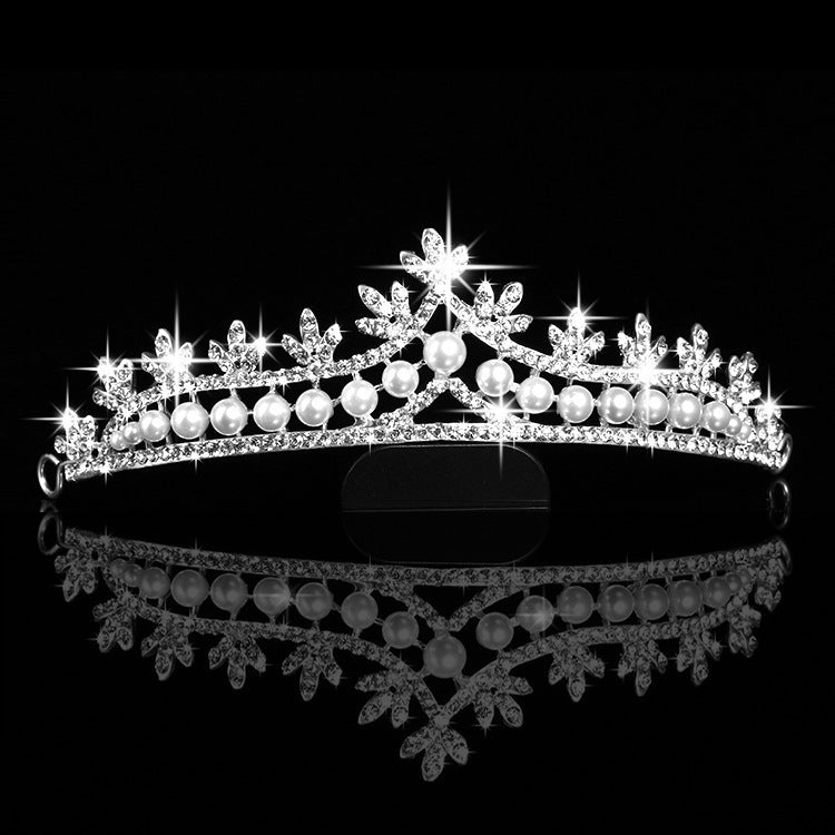 Bridal Pearl Crown Hair Accessories – Silver Diamond Tiara Best Price
