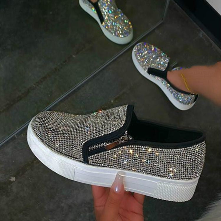 Ladies Shoes Flats – Rhinestone Slip-On Casual Flat Shoes for Women