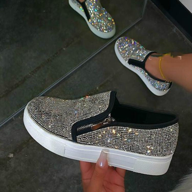 Ladies Shoes Flats – Rhinestone Slip-On Casual Flat Shoes for Women