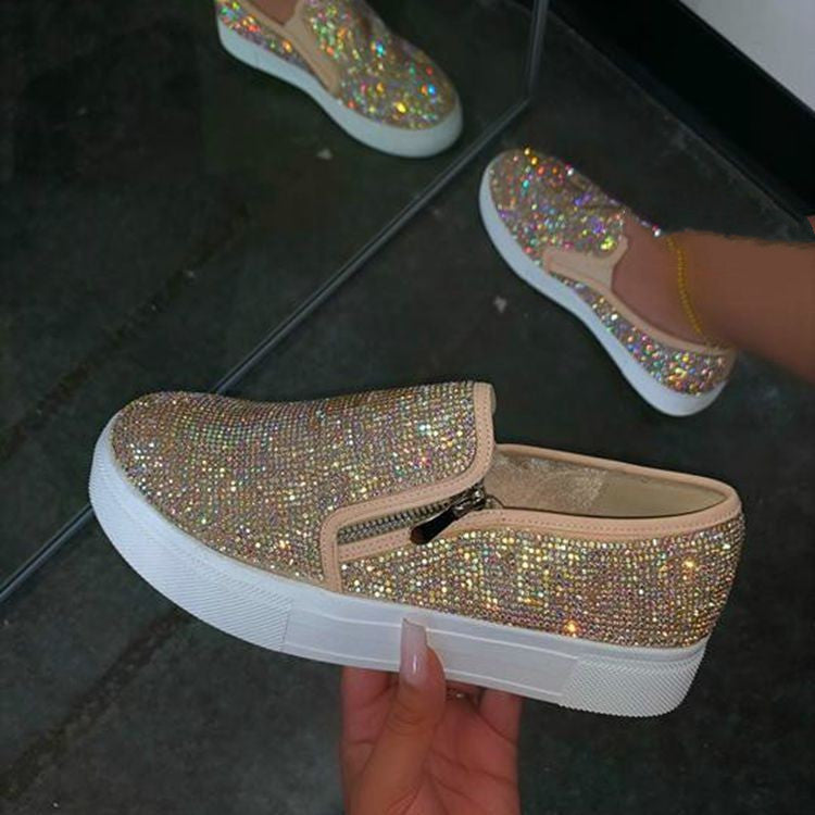 Ladies Shoes Flats – Rhinestone Slip-On Casual Flat Shoes for Women