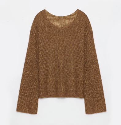 Mohair Sequin Knit Blended Hollow oversized sweater Loose O-Neck Top Long Sleeve,"Sparkling Spring"