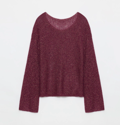 Mohair Sequin Knit Blended Hollow oversized sweater Loose O-Neck Top Long Sleeve,"Sparkling Spring"