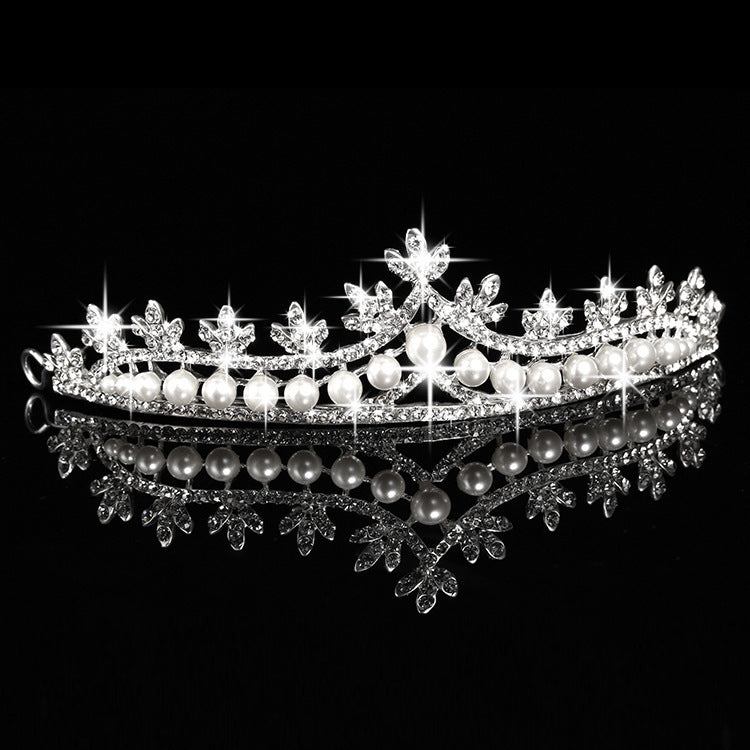 Bridal Pearl Crown Hair Accessories – Silver Diamond Tiara Best Price