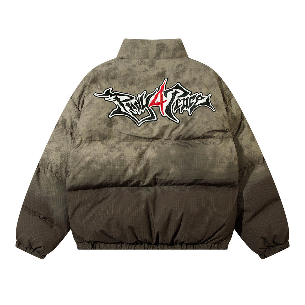 Men's Designer Style Embroidered Jacket – Gradient Cotton Winter Coat