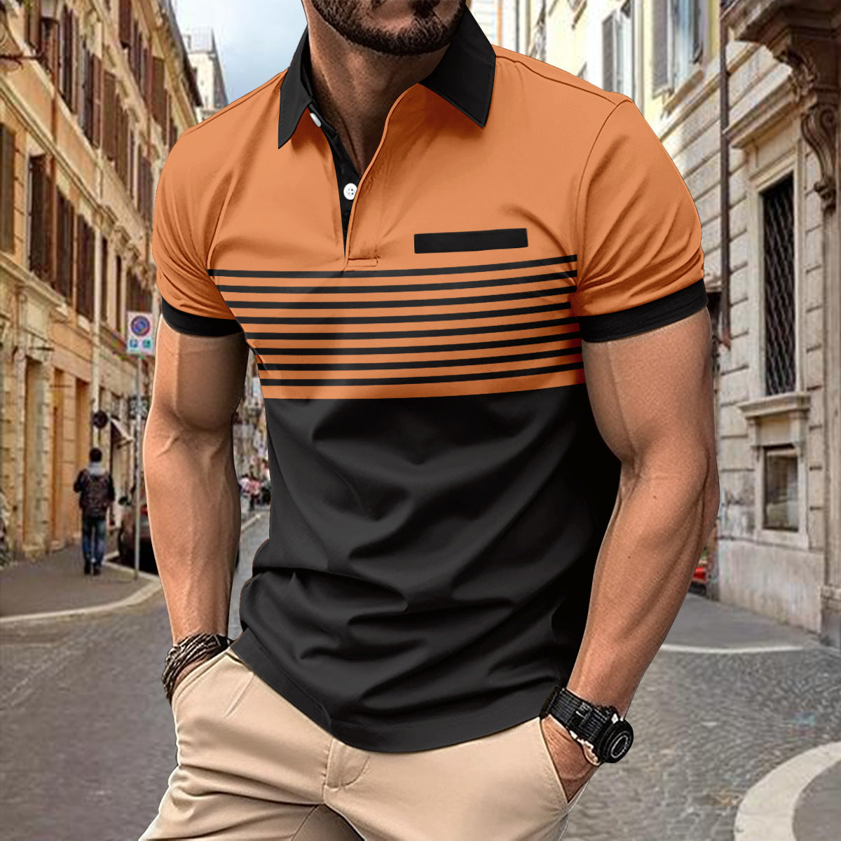 Striped Shirts Outfits – Casual Men's Striped Shirt with Chest Pocket