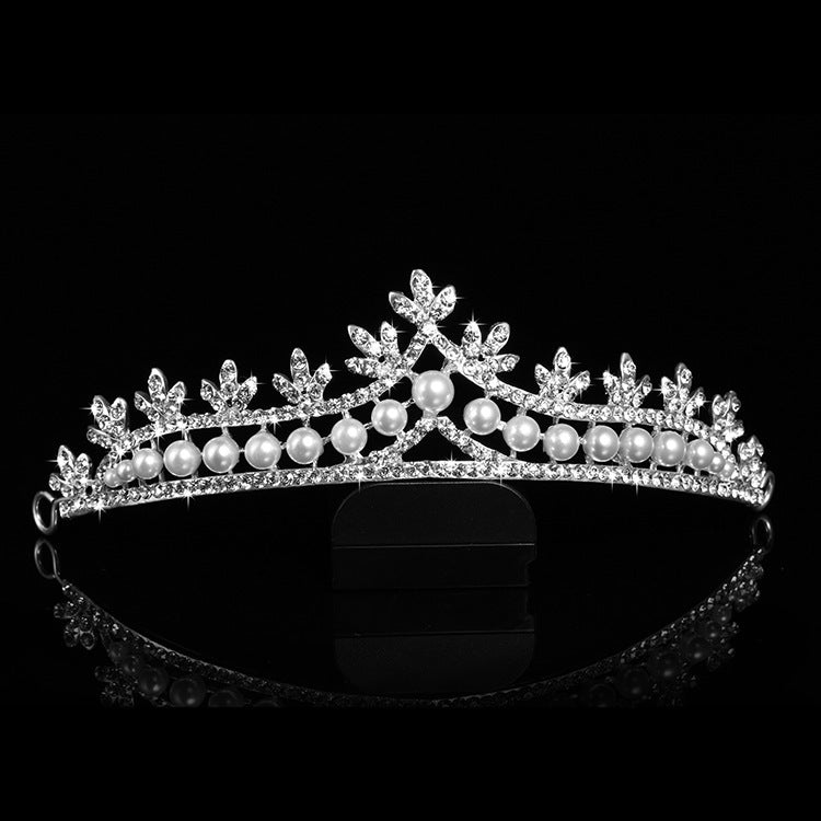 Bridal Pearl Crown Hair Accessories – Silver Diamond Tiara Best Price