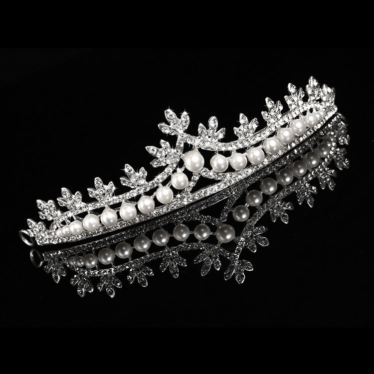 Bridal Pearl Crown Hair Accessories – Silver Diamond Tiara Best Price