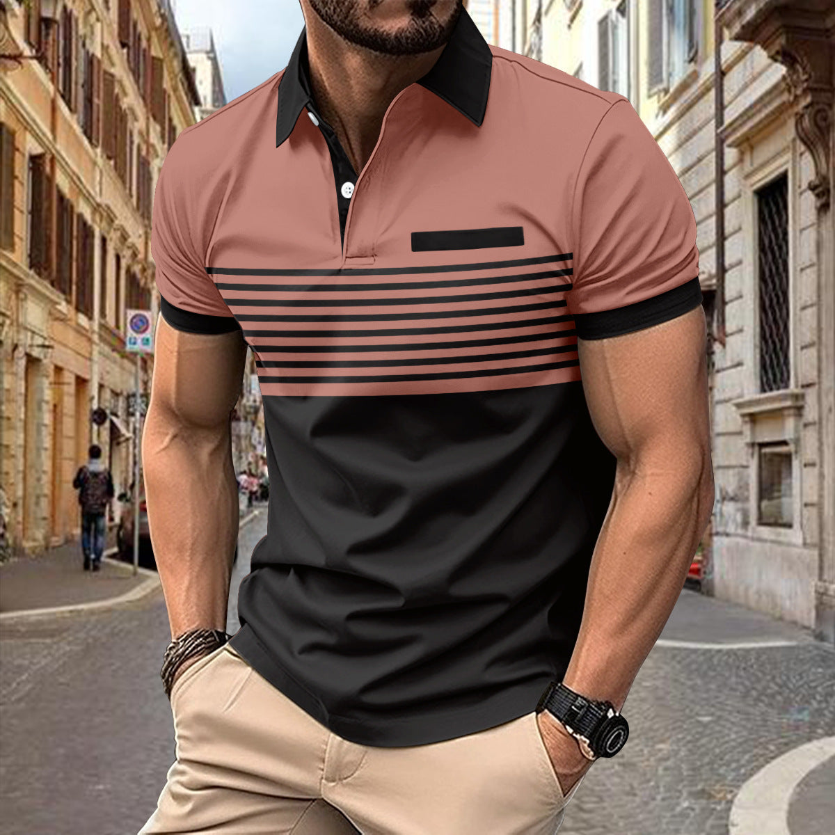 Striped Shirts Outfits – Casual Men's Striped Shirt with Chest Pocket