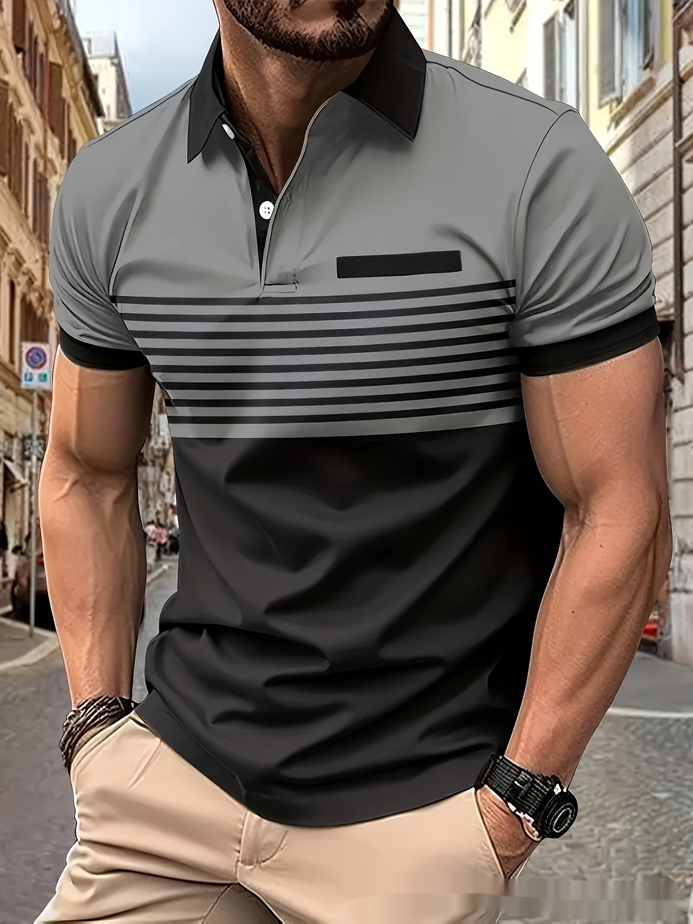 Striped Shirts Outfits – Casual Men's Striped Shirt with Chest Pocket