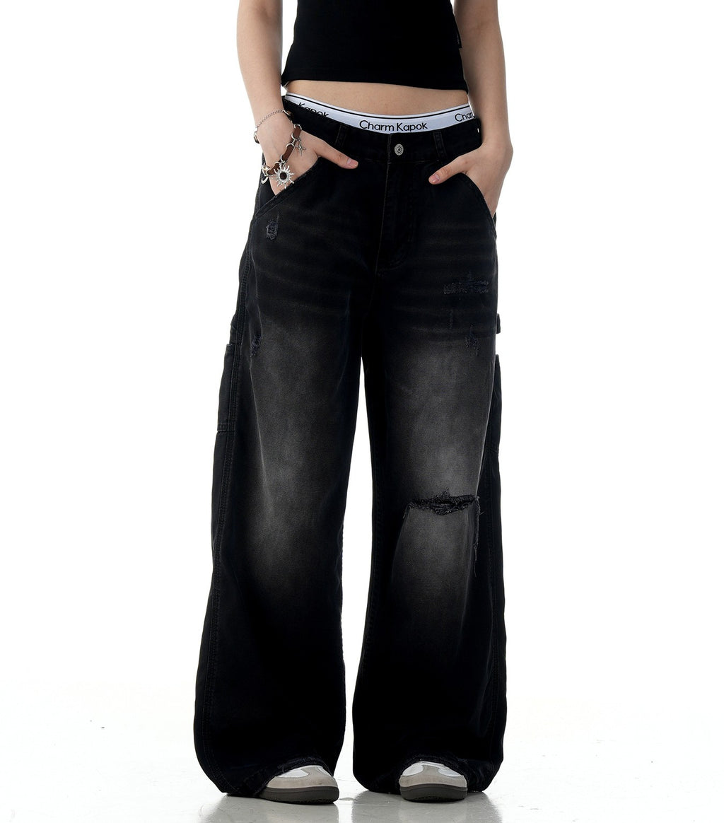 American Retro Tattered Jeans Jeans