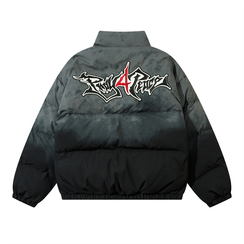 Men's Designer Style Embroidered Jacket – Gradient Cotton Winter Coat
