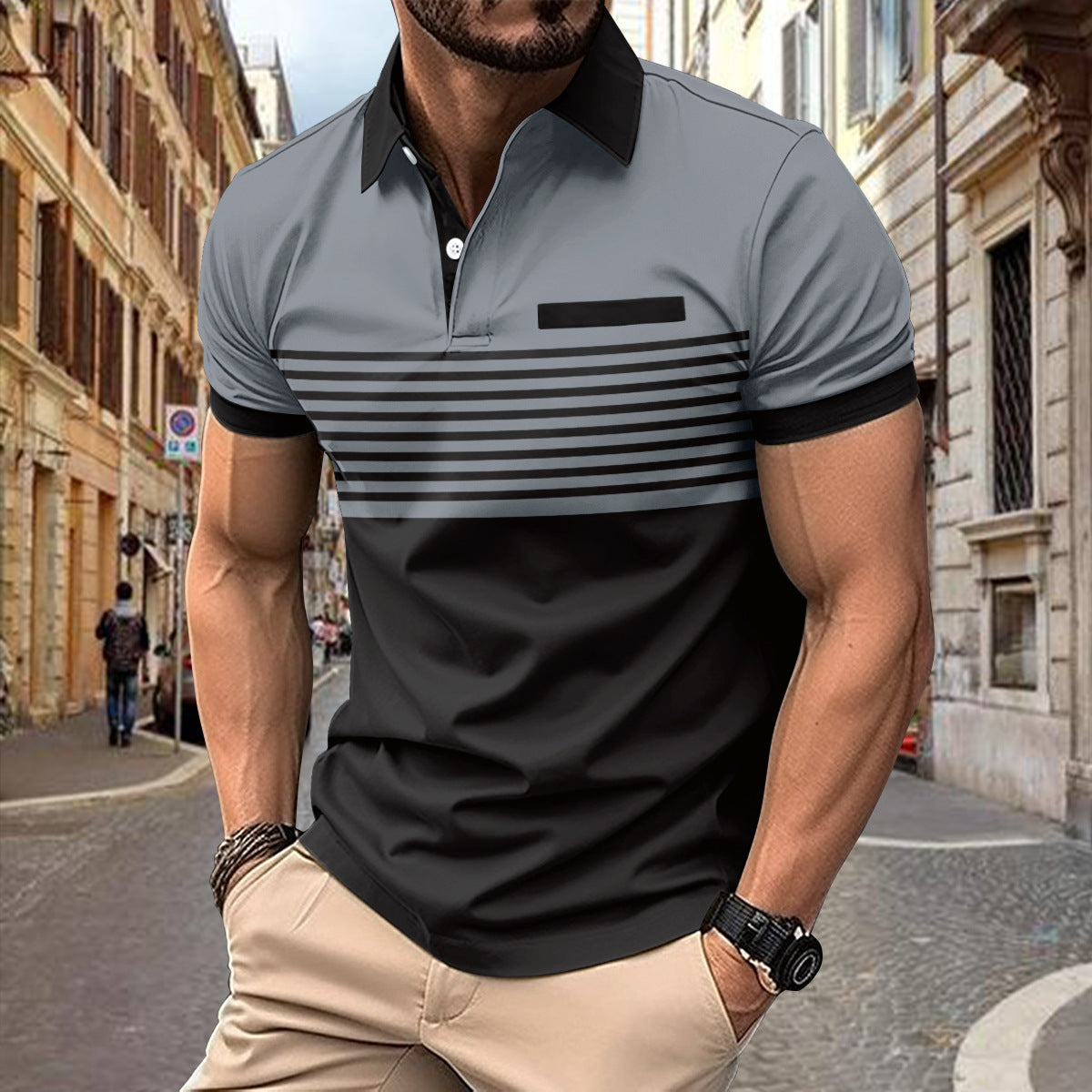Striped Shirts Outfits – Casual Men's Striped Shirt with Chest Pocket