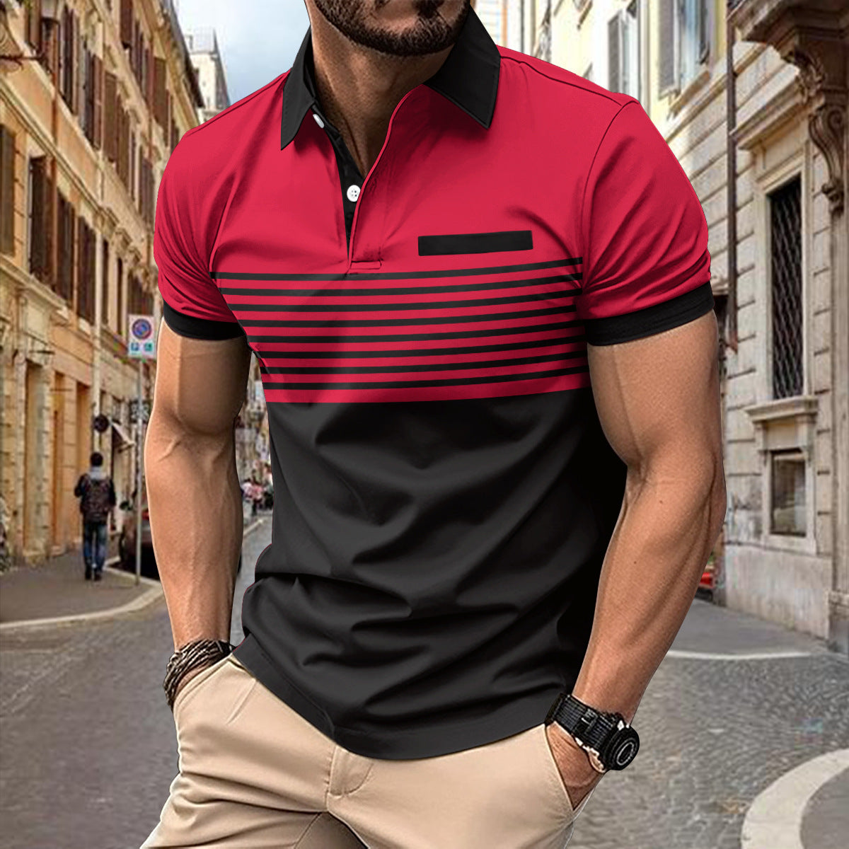 Striped Shirts Outfits – Casual Men's Striped Shirt with Chest Pocket