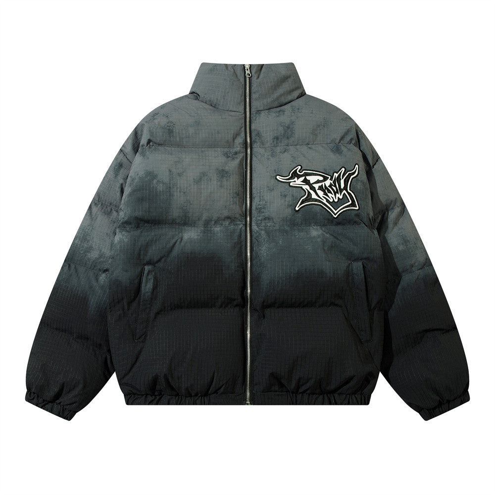 Men's Designer Style Embroidered Jacket – Gradient Cotton Winter Coat
