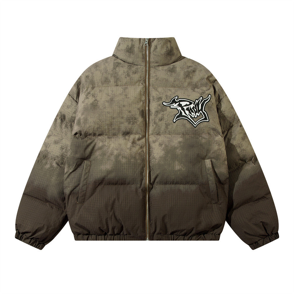 Men's Designer Style Embroidered Jacket – Gradient Cotton Winter Coat