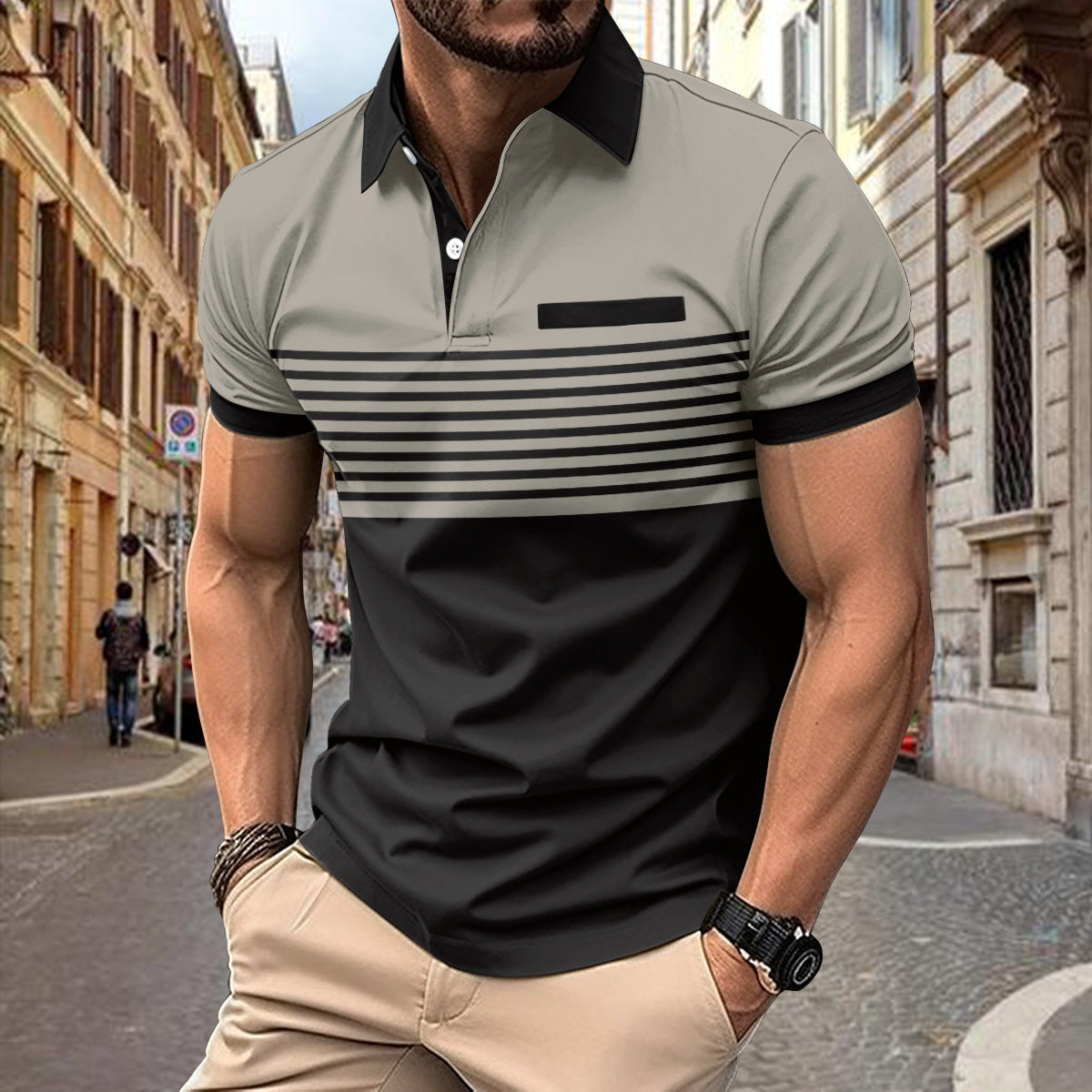 Striped Shirts Outfits – Casual Men's Striped Shirt with Chest Pocket
