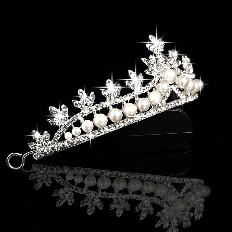 Bridal Pearl Crown Hair Accessories – Silver Diamond Tiara Best Price